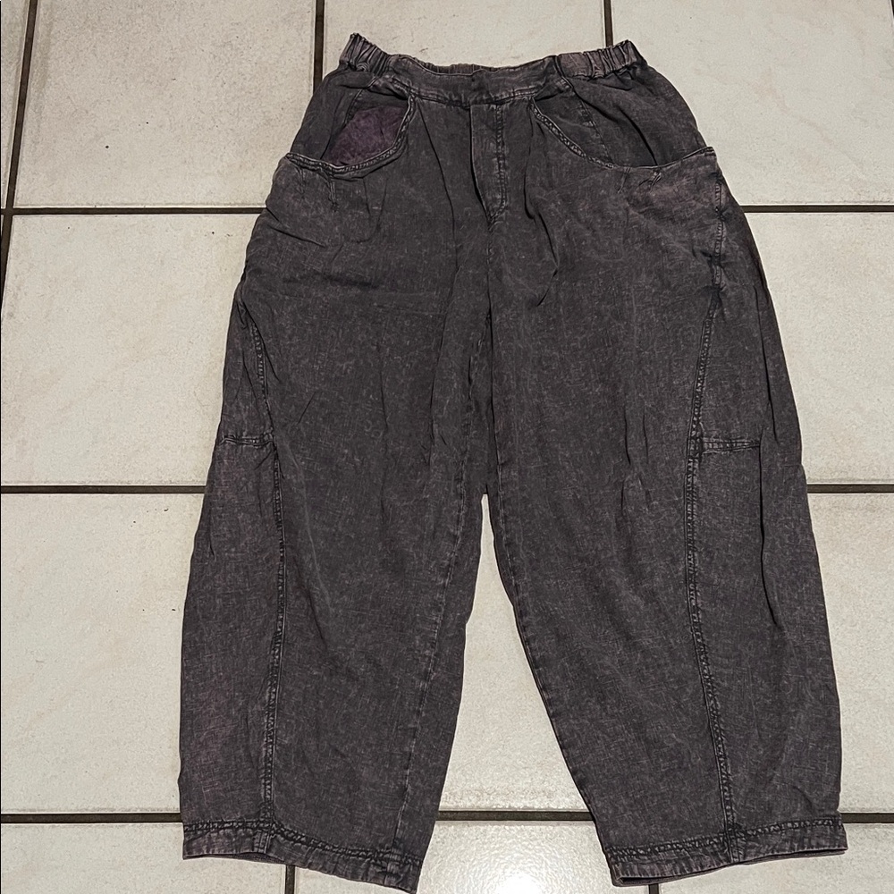 Free people mineral washed pull on pants, washed black size medium